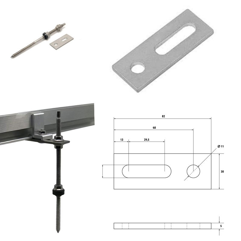 hanger bolts for solar panel mounting with flat plate