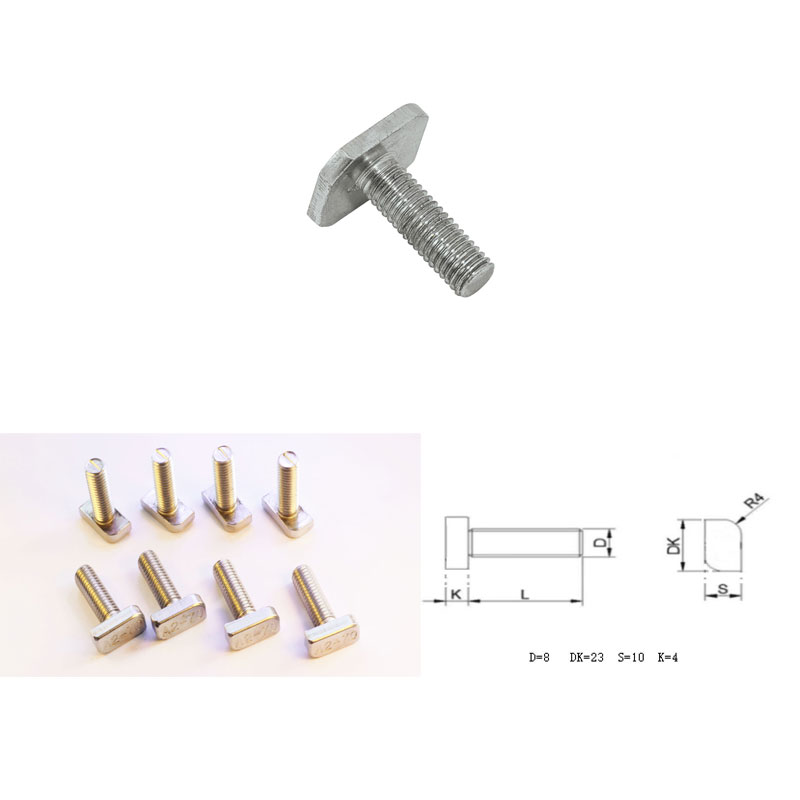 Solar Panel T bolts, SUS 304 for PV Module Mounting Rails