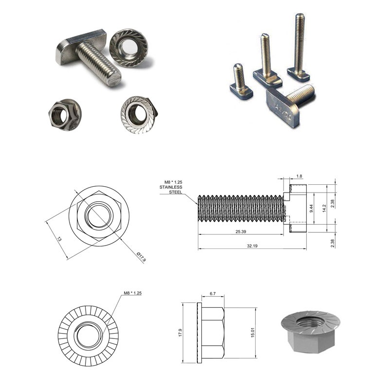 T slot bolts for solar panel