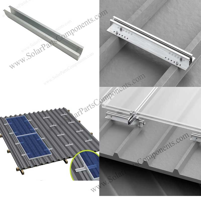 Solar Trapezoid Metal Roof Rail Brackets Mini U rail