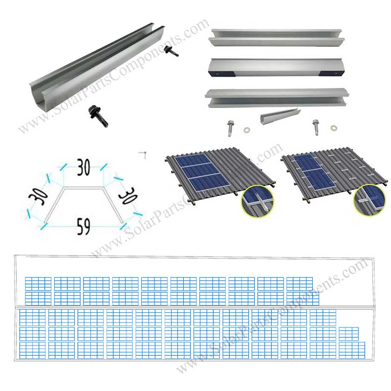 Tin roof mounting system with U rail clamps