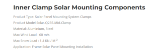 inner clamp solar mounting components