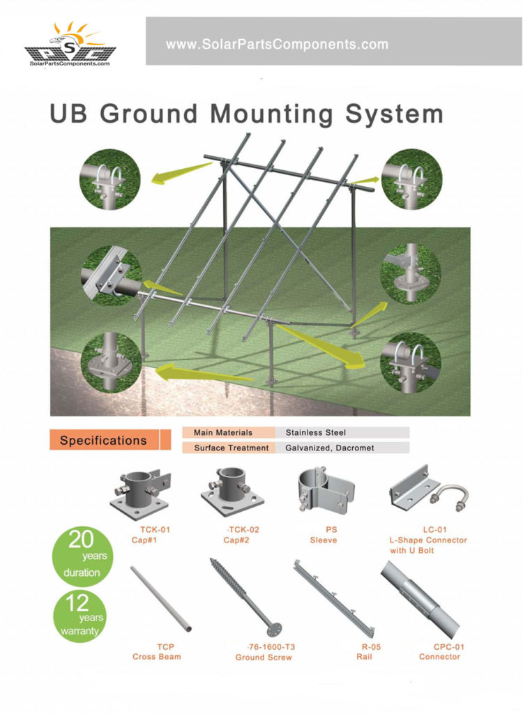 carbon steel ground mounting system "N" type with ground screws