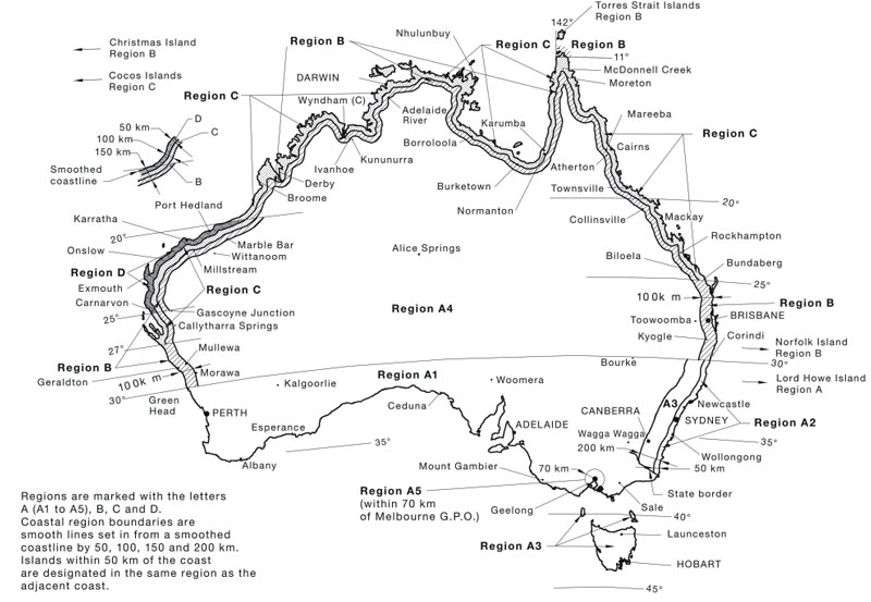 Australia wind loading map