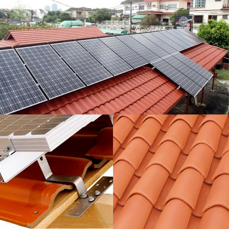 solar panel brackets for curved tile roofs