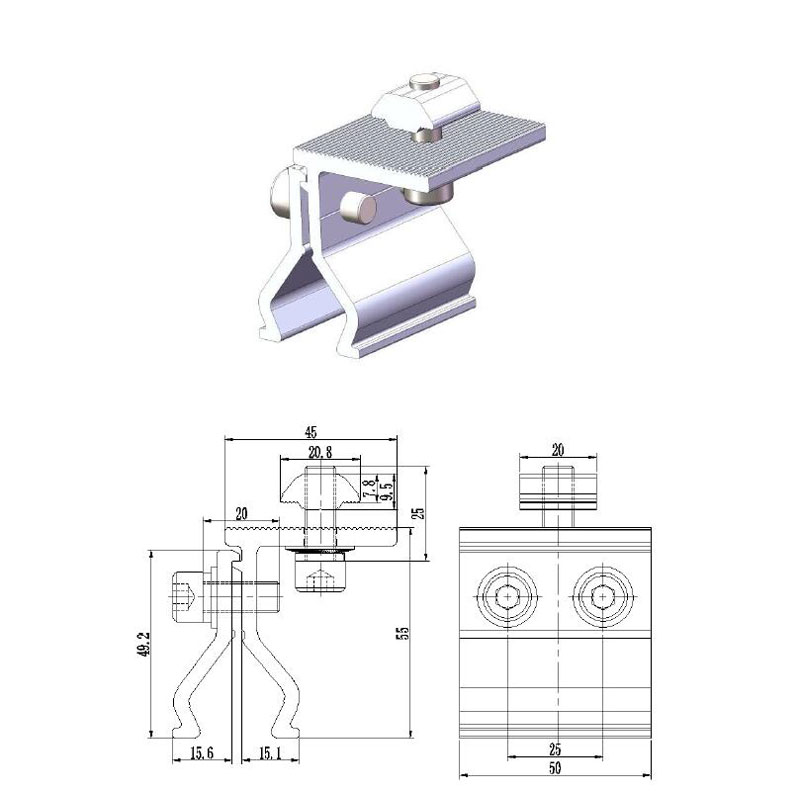 Solar panel bracket for metal roofing