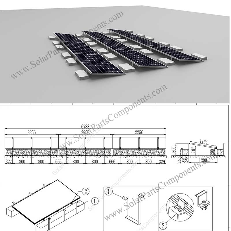 Flat roof ballast solar mounting