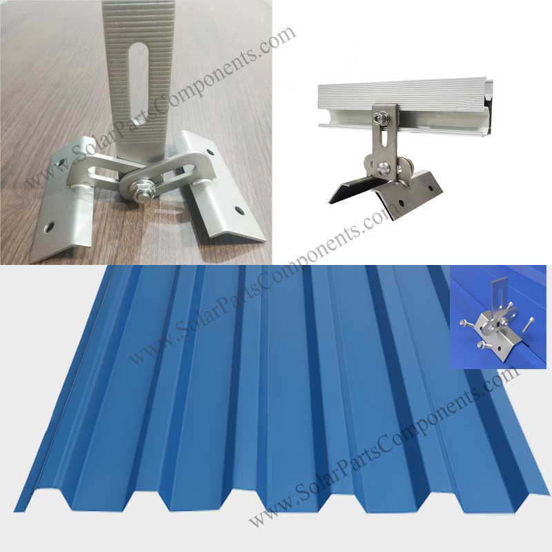 Universal solar roof brackets for trapezoidal metal roof