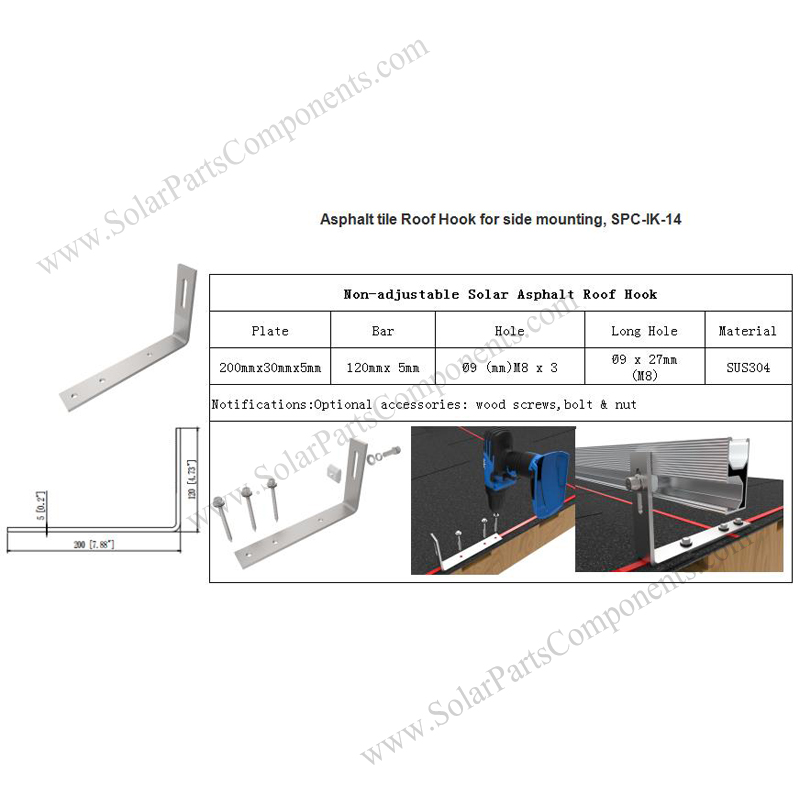 Asphalt tile Roof Hook for side mounting factory direct