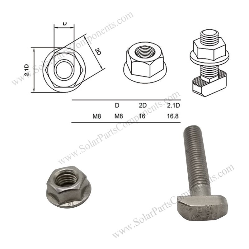 Serrated Lock Nuts 304 Stainless Steel Serr... M8-1.25 Self Locking Flange Nut 