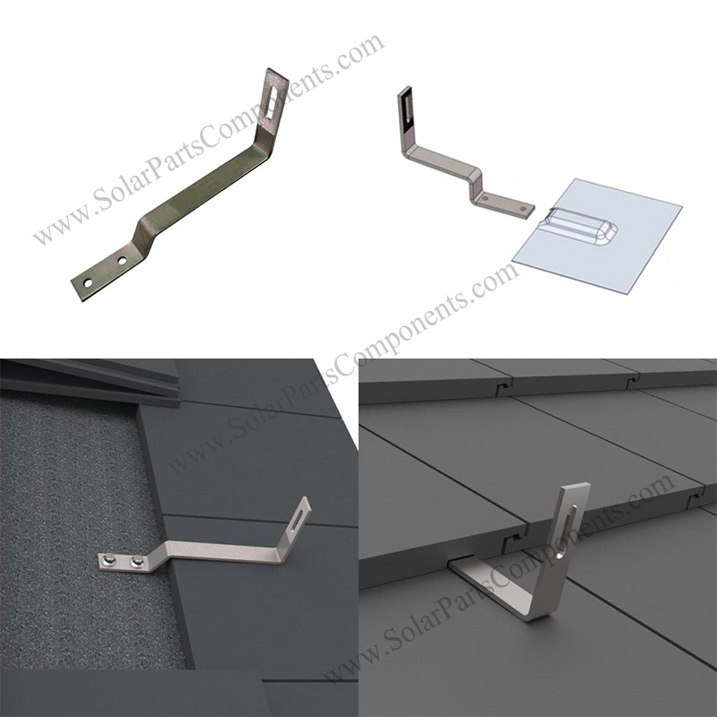 Solar flat tile roof hooks for side mounted