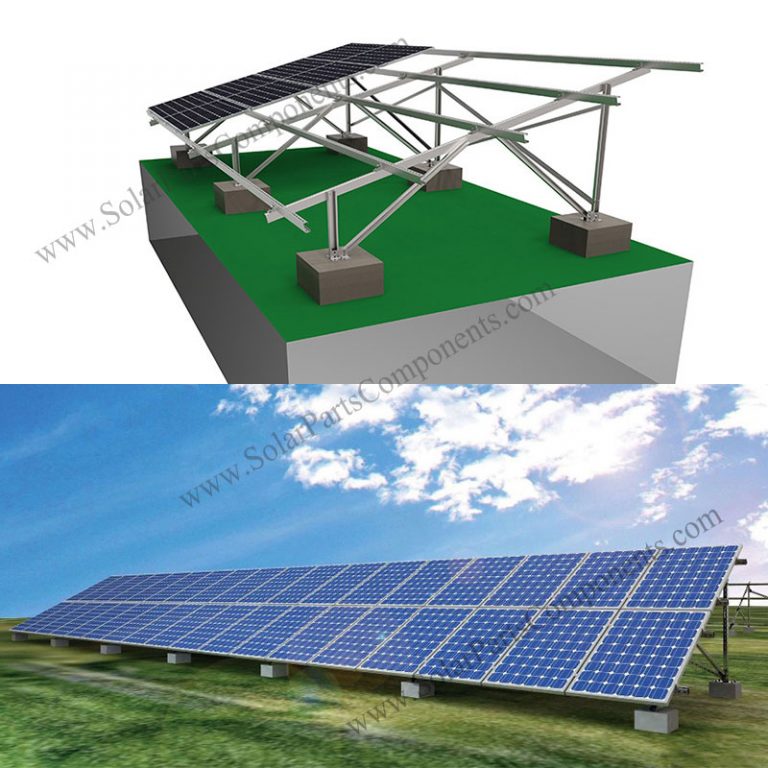 Solar panel ballasted ground mount system - W type