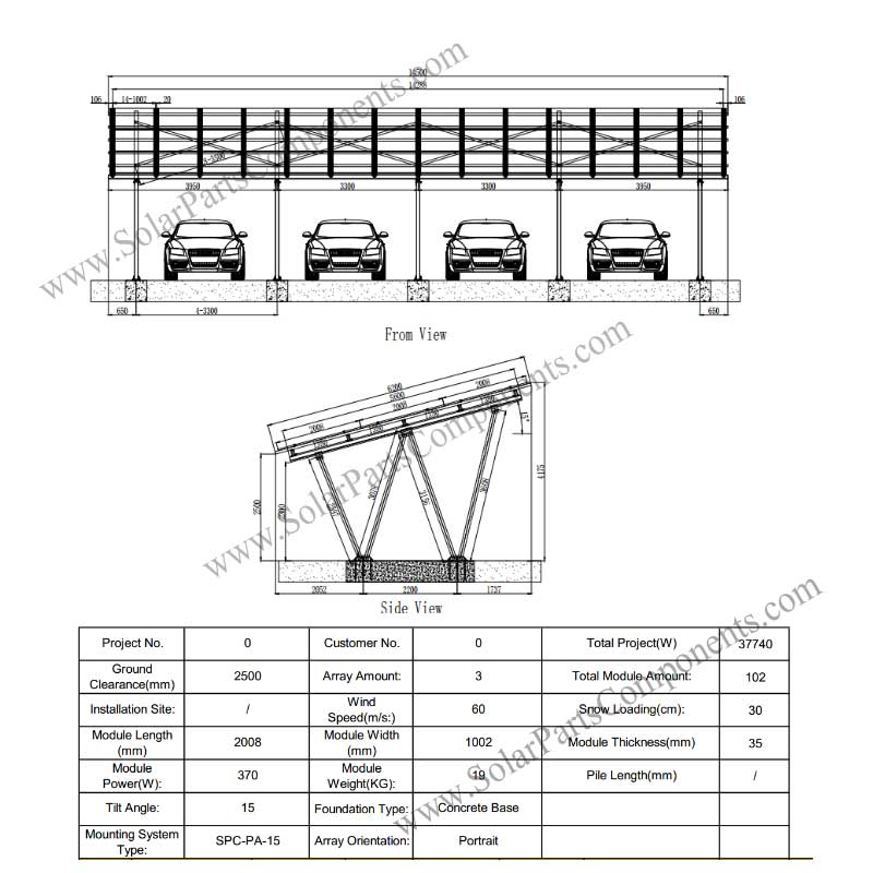 Waterproof Solar Carport Mounting System