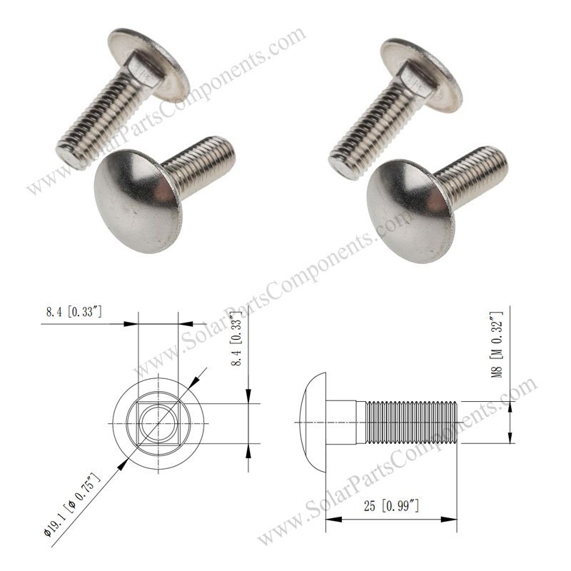 M8 x 50mm ROOFING BOLTS & SQUARE NUTS 200 DOUBLE SLOTTED CORRUGATED ROOF * 