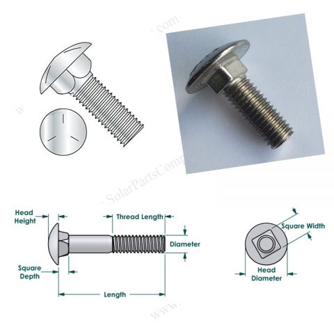 carriage screw M8 for solar mounting