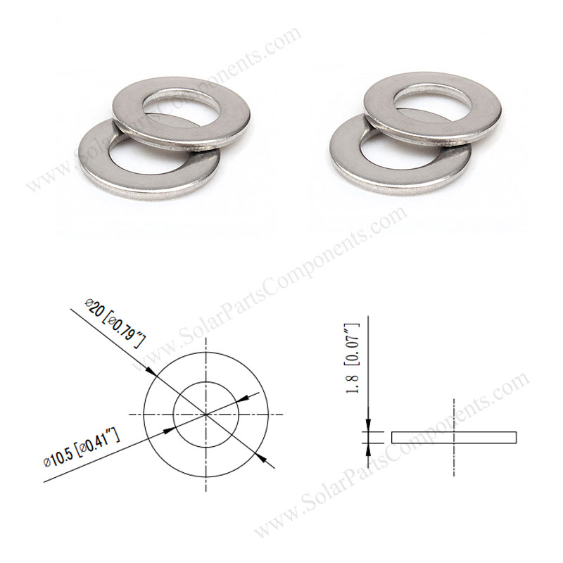 Flat washers SUS304 stainless steel made for M10 screws and bolts