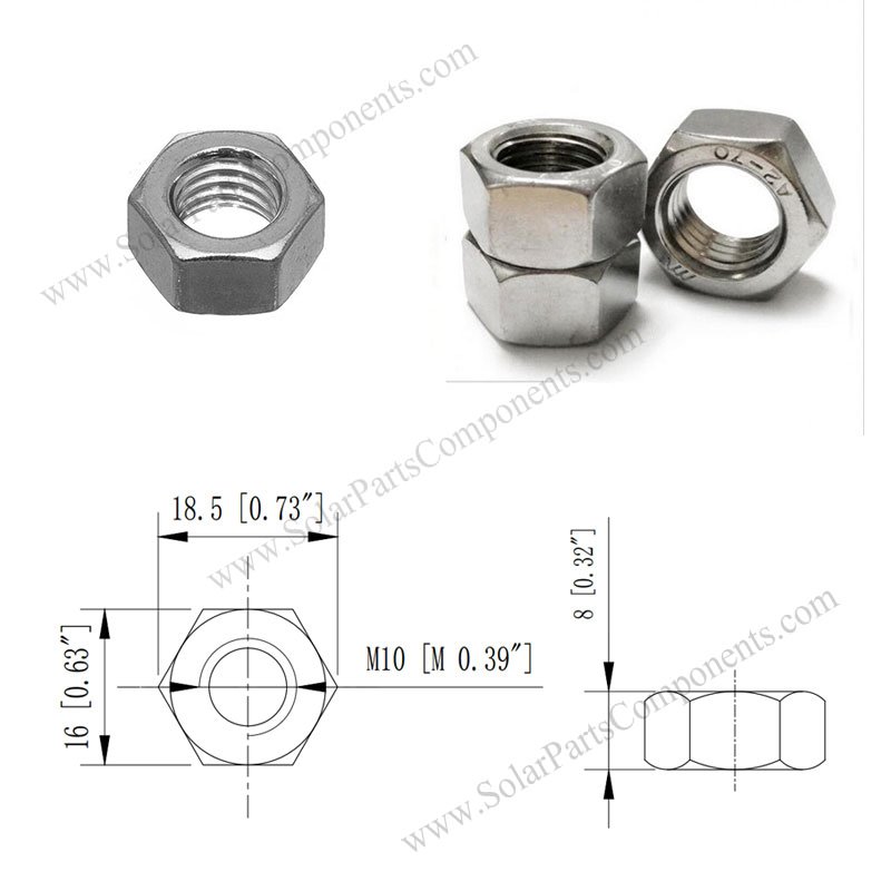 SS 10--M8-1.25 HEX NUTS METRIC & 10-FLAT-10-LOCK WASHERS STAINLESS STEEL A2 8MM 