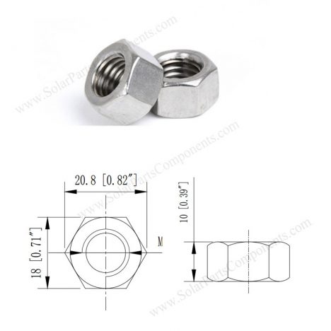 Hexagon Nuts M10, A2-70 Stainless Steel Made, SPC-F-N110