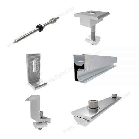 L feet clamp + double end bolt solar racking