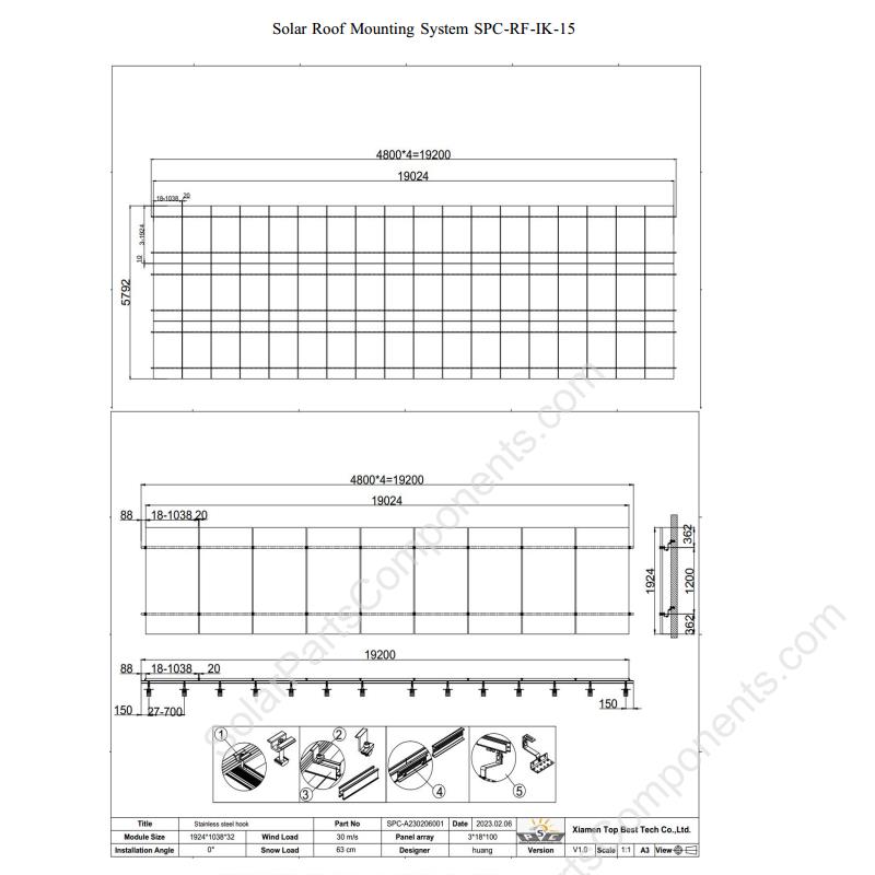 Solar Panel Mounting System for Tile Rooftop Design