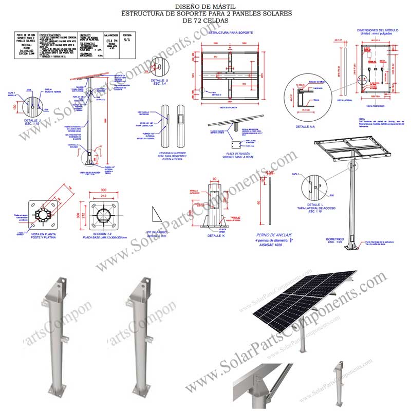 Solar Panel mast Pole for Ground Mounting Systems