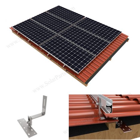 Solar tile roof hook mounting system