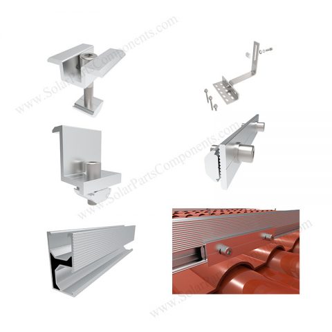 solar panel roof racking with tile bracket components