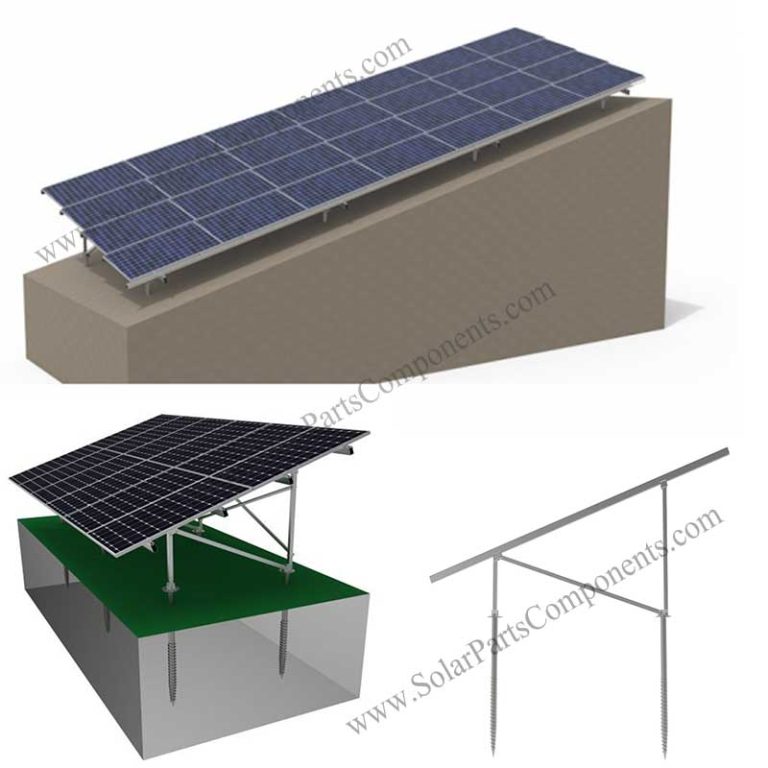 Solar panel ground racking for slant places, SPC-GA-4H-W-EW-SN
