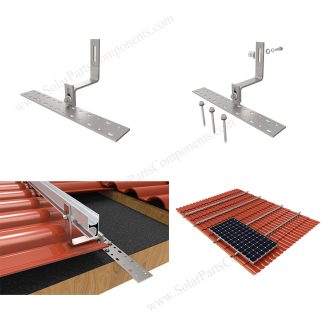 Solar PV tile roof mounting hooks for height adjustable