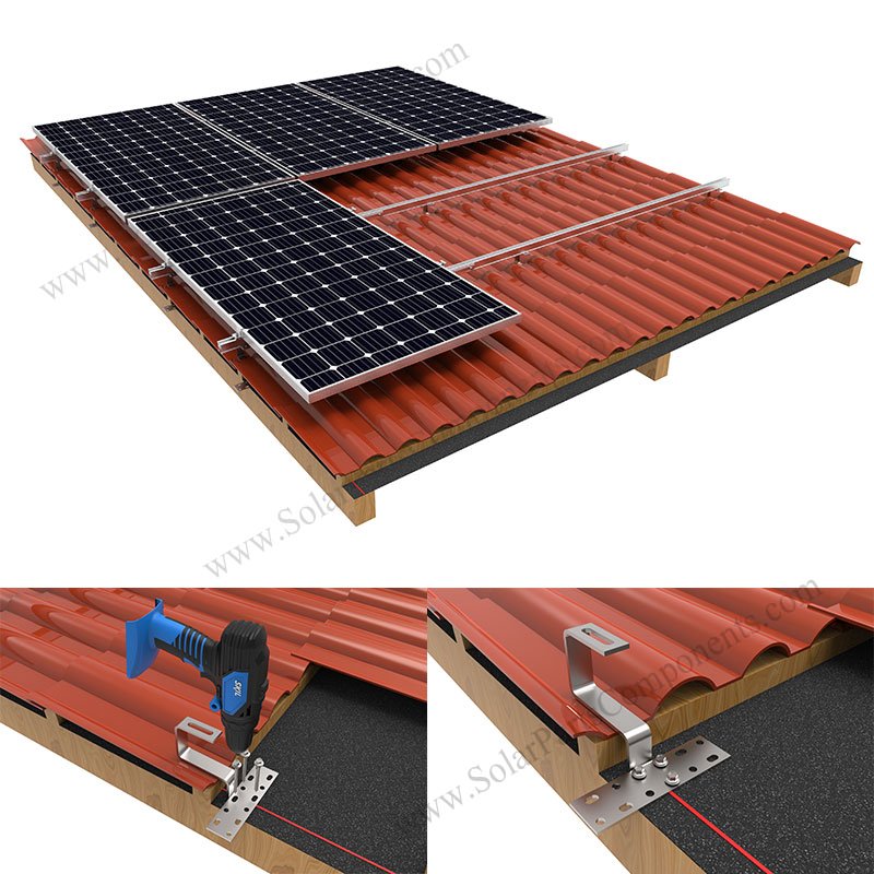 Solar curved tile roof racking system for bottom mounted,SPC-RF-IK07-DR