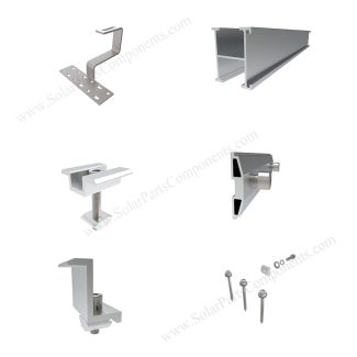 Solar racking for tile roof (SPC-RF-IK07-DR) with non-adjustable bottom mounting components