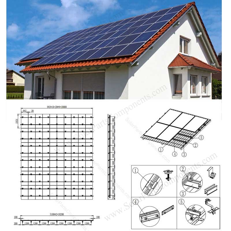 photovoltaic panel installation for tile roof factory