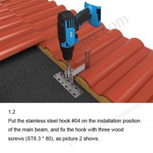 Solar Tile Roof Hooks Installation-SPC-RF-IK04-DR-1.2-1