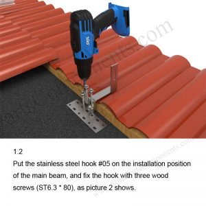 Solar Tile Roof Hooks Installation-SPC-RF-IK05-DR-1.2-1
