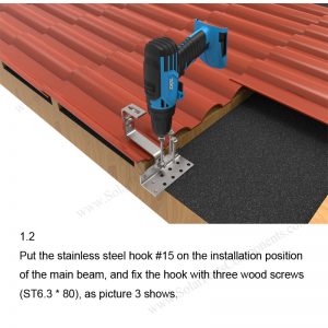 Solar Tile Roof Hooks Installation-SPC-RF-IK15-DR-1.2