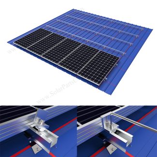 Trapezoidal metal roof with end clamps
