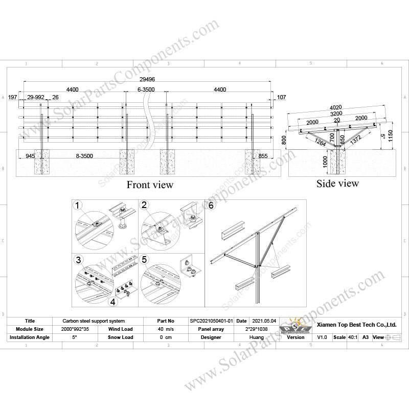 solar pole ground racking system design