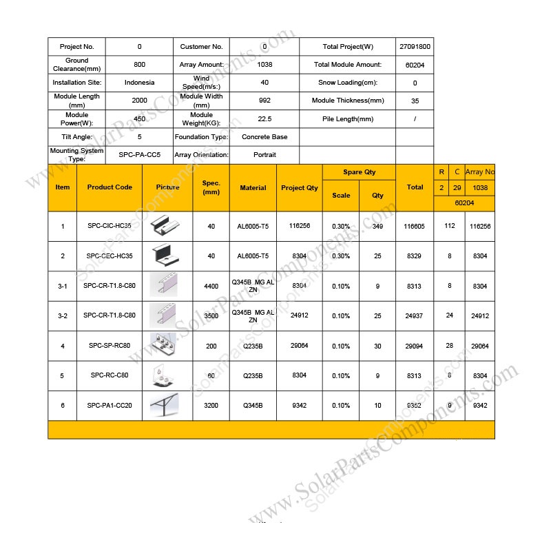  solar panel pole ground racking BOM