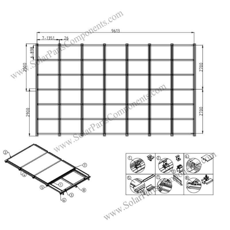 BIPV mounting brackets for metal roof