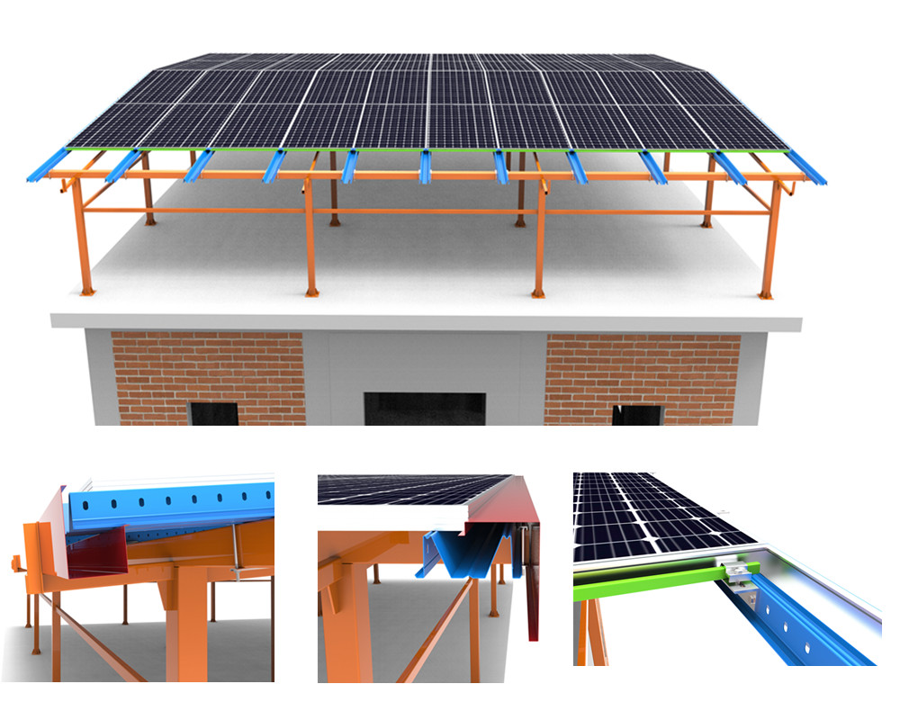 BIPV sunshed solar system for concrete roof