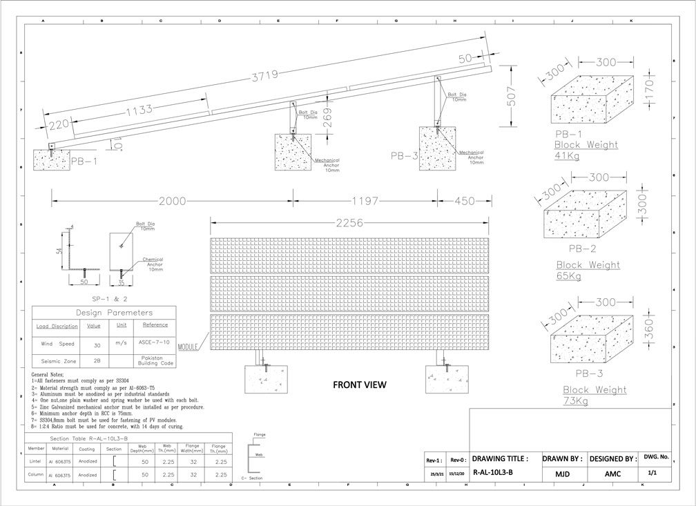 flat concrete solar triangle racking system