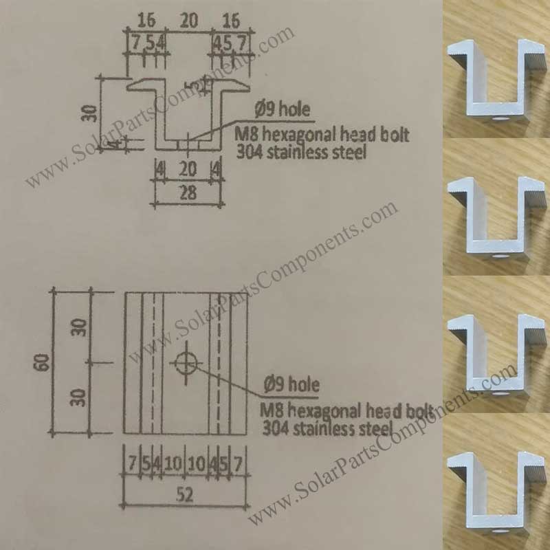 aluminum mid clamp for solar panel