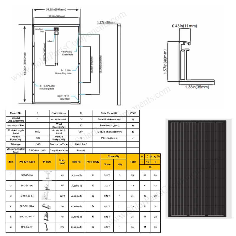 metal roof tilting racking 10-15 tilt