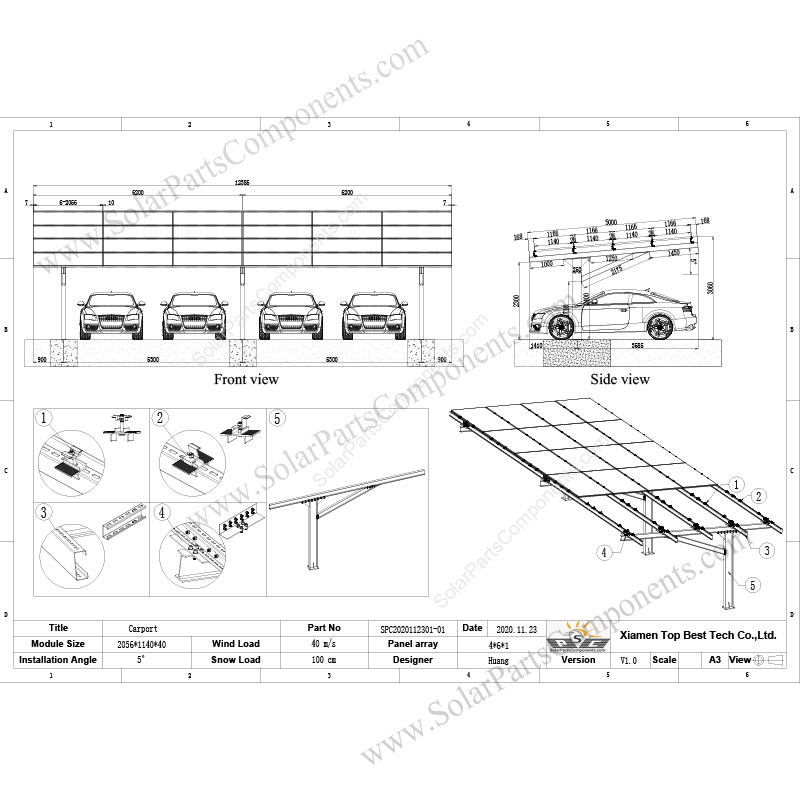 solar canopy 4 cars design