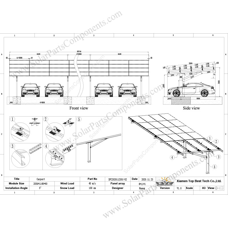 solar canopy 8 cars design