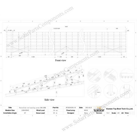 rooftop solar power plant racking BOM