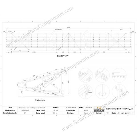 rooftop sun power plant racking BOM