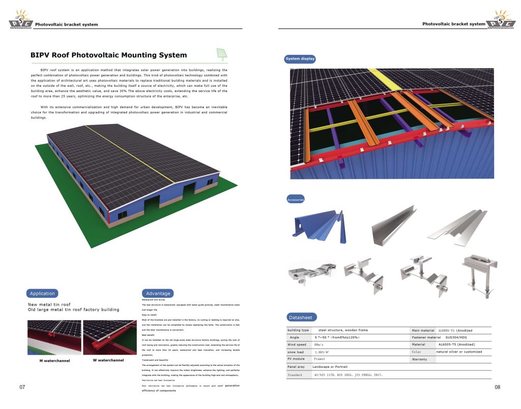 BIPV solar roof structure