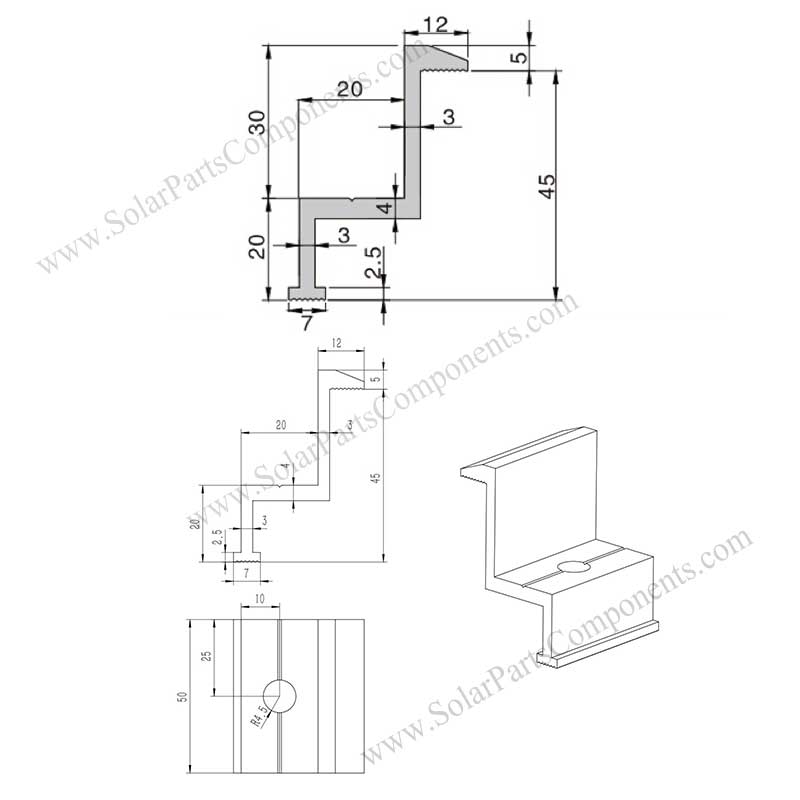 end clamps for 46mm solar panel mounts