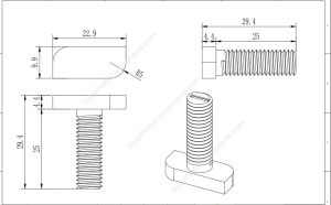 M8 x 25 Hammerhead T bolts